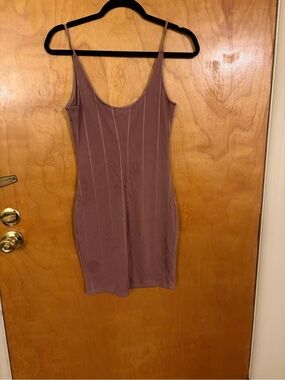 Mauve Bodycon Slip Dress - Spaghetti Strap